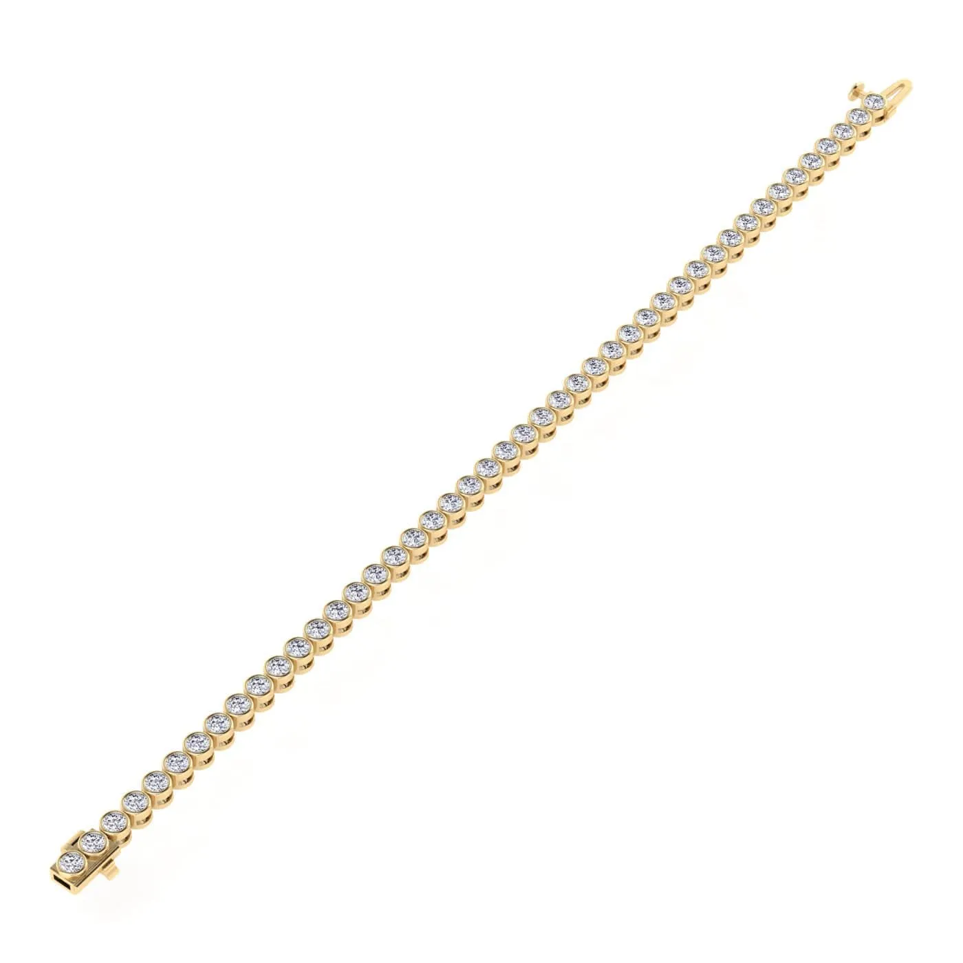 14K or 18K Gold Diamond Tennis Bracelet 4.85 ct bezel set, Lab Grown