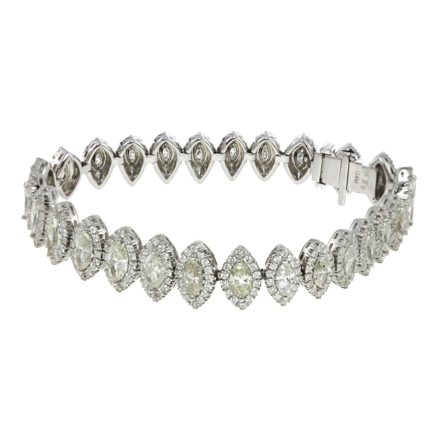 18K White Gold Marquise And Round Diamond Fancy Bracelet Total of 13.43CT