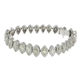 18K White Gold Marquise And Round Diamond Fancy Bracelet Total of 13.43CT