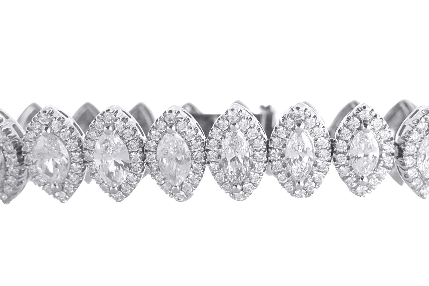 18K White Gold Marquise And Round Diamond Fancy Bracelet Total of 13.43CT