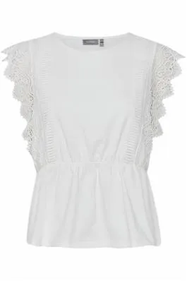 2309- White Lace Detail Peplum Top - Fransa