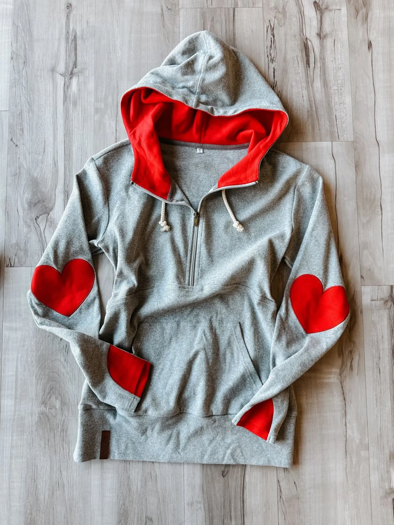 Ampersand Avenue - Halfzip Hoodie Heart Elbow