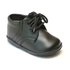 Angel Baby Boys 2157 Black Leather Dress Lace Up Oxfords