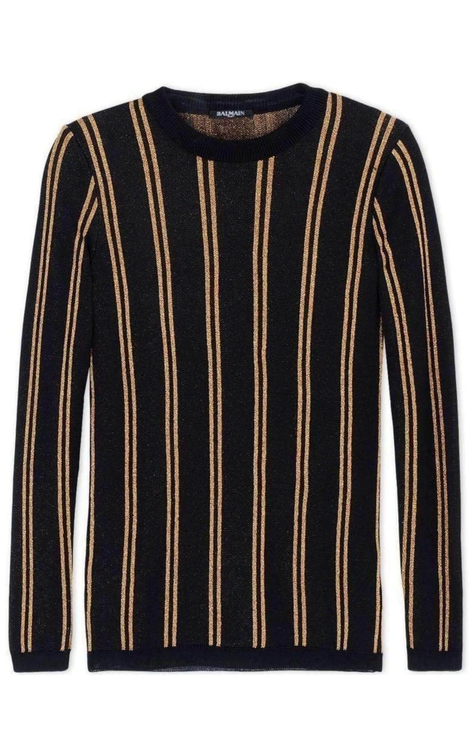 BALMAIN  |Black And Gold Striped Sweater