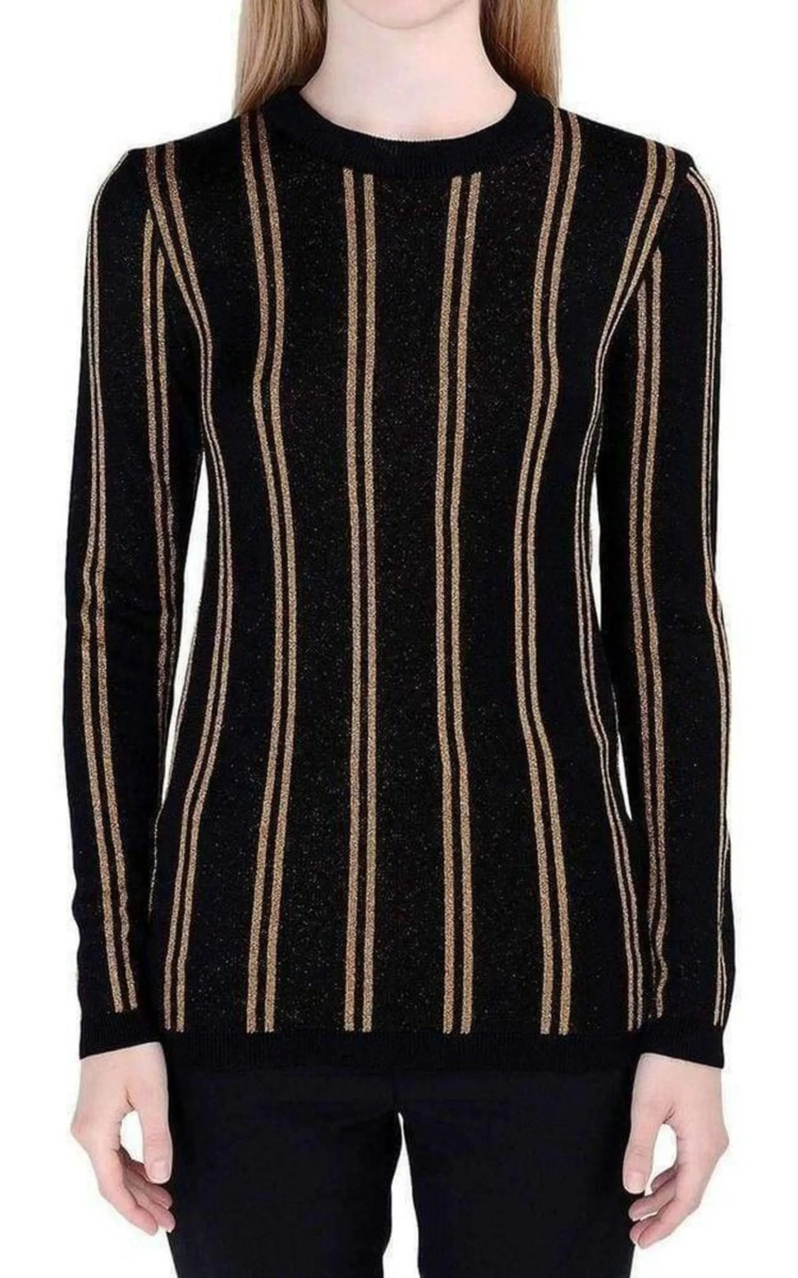 BALMAIN  |Black And Gold Striped Sweater