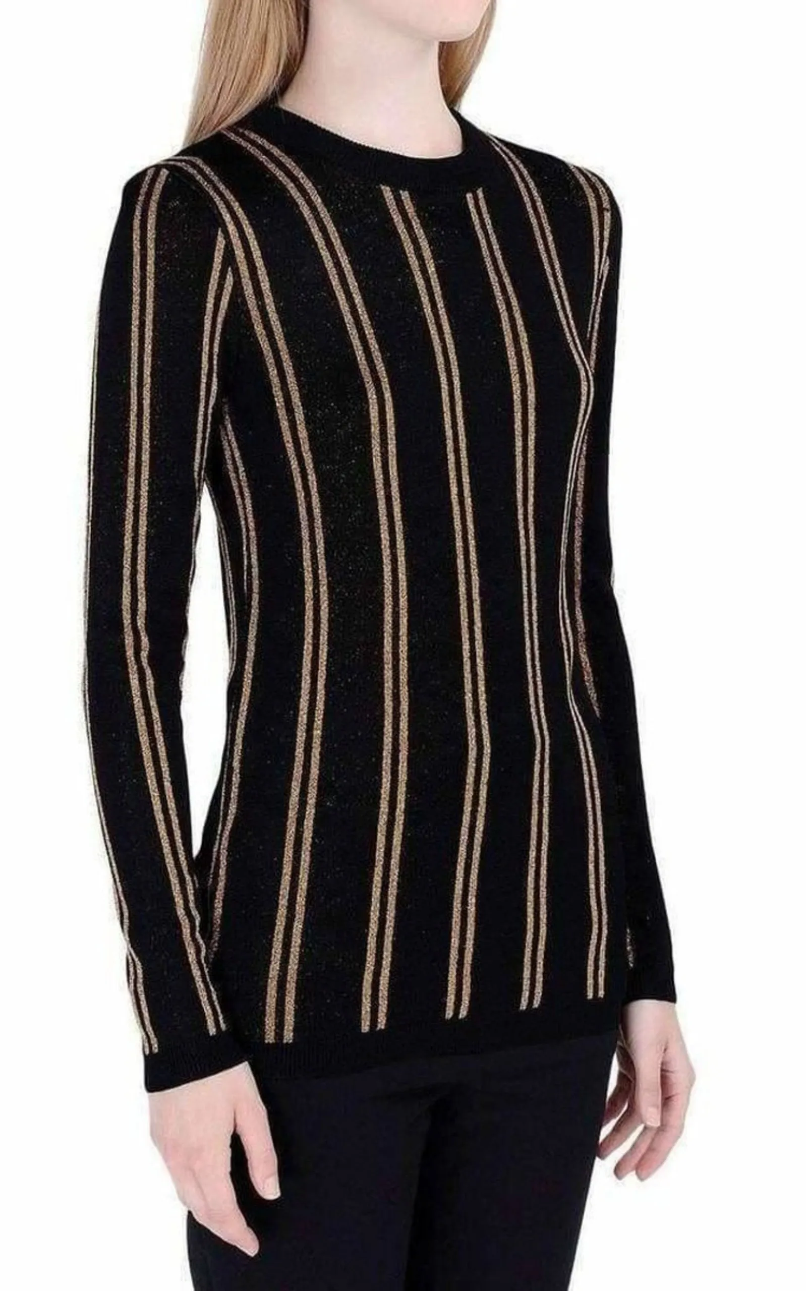 BALMAIN  |Black And Gold Striped Sweater