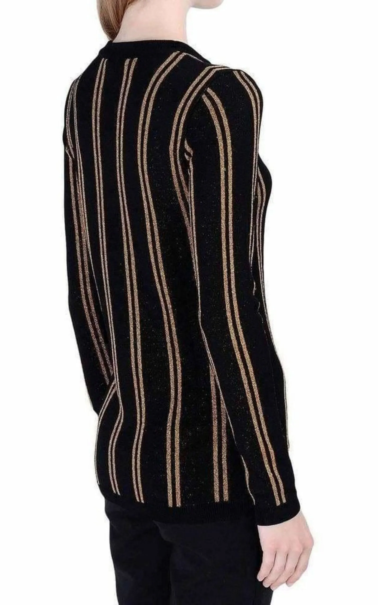 BALMAIN  |Black And Gold Striped Sweater