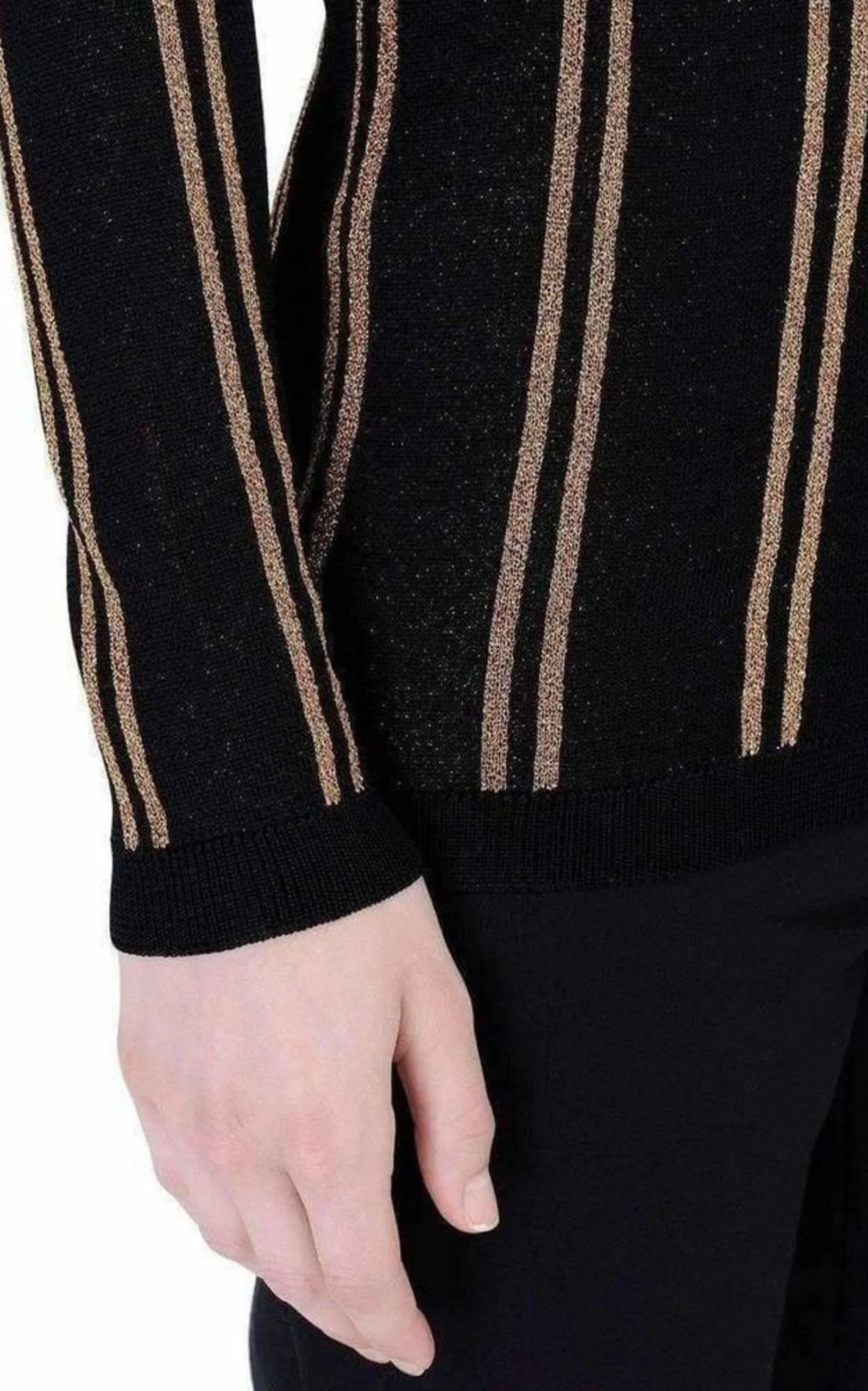 BALMAIN  |Black And Gold Striped Sweater