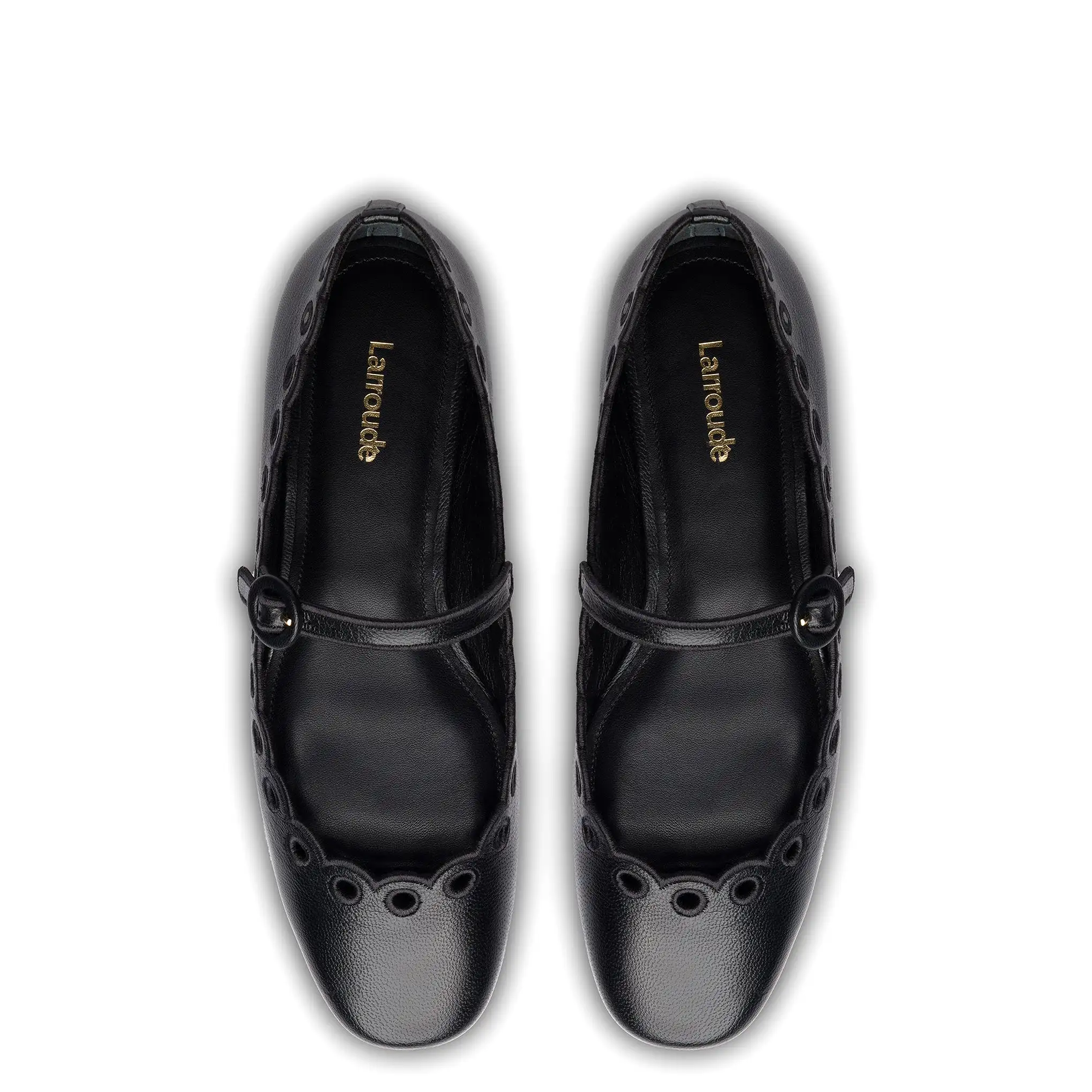 Blair Broderie Ballet Flat In Black Leather