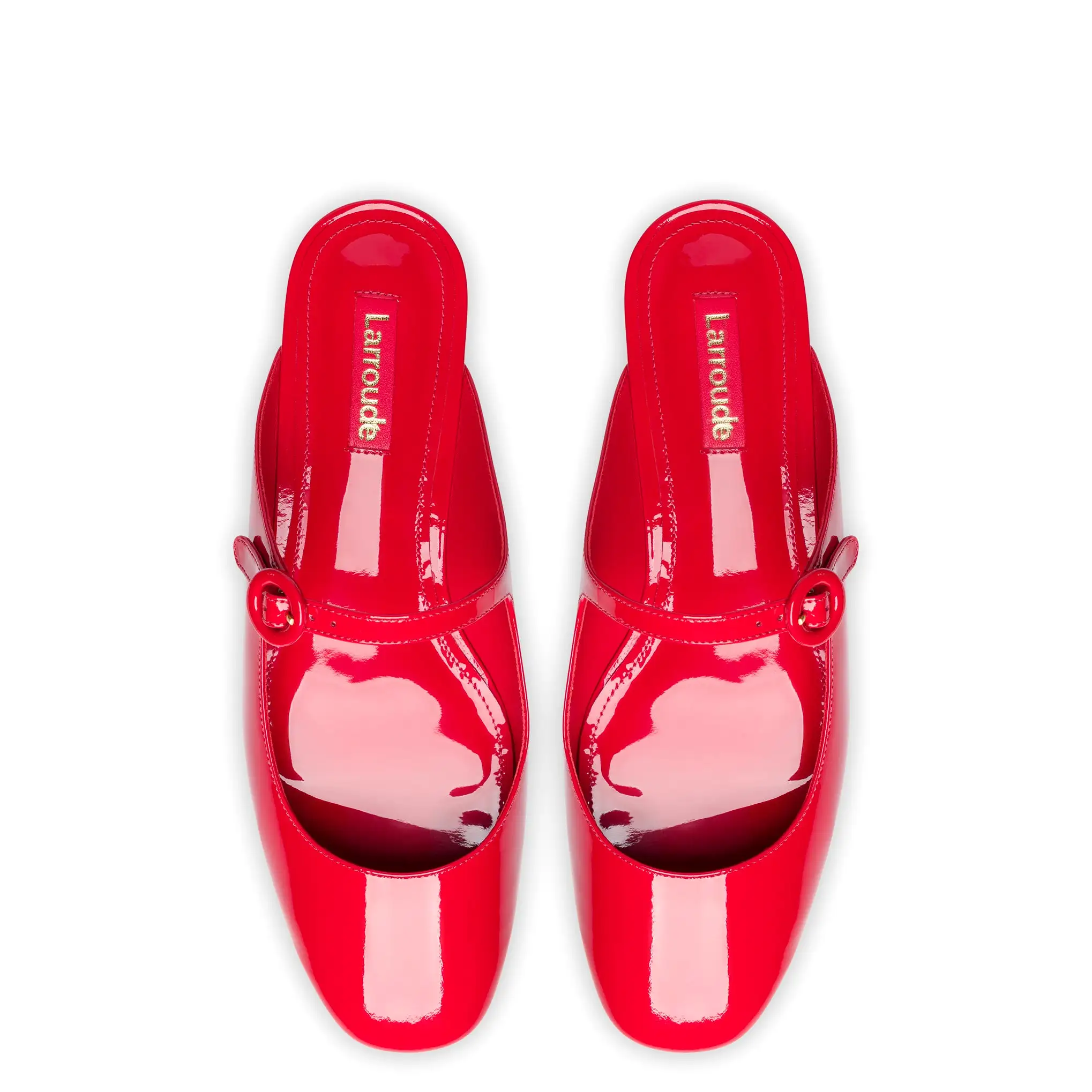 Blair Flat Mule In Scarlet Patent Leather