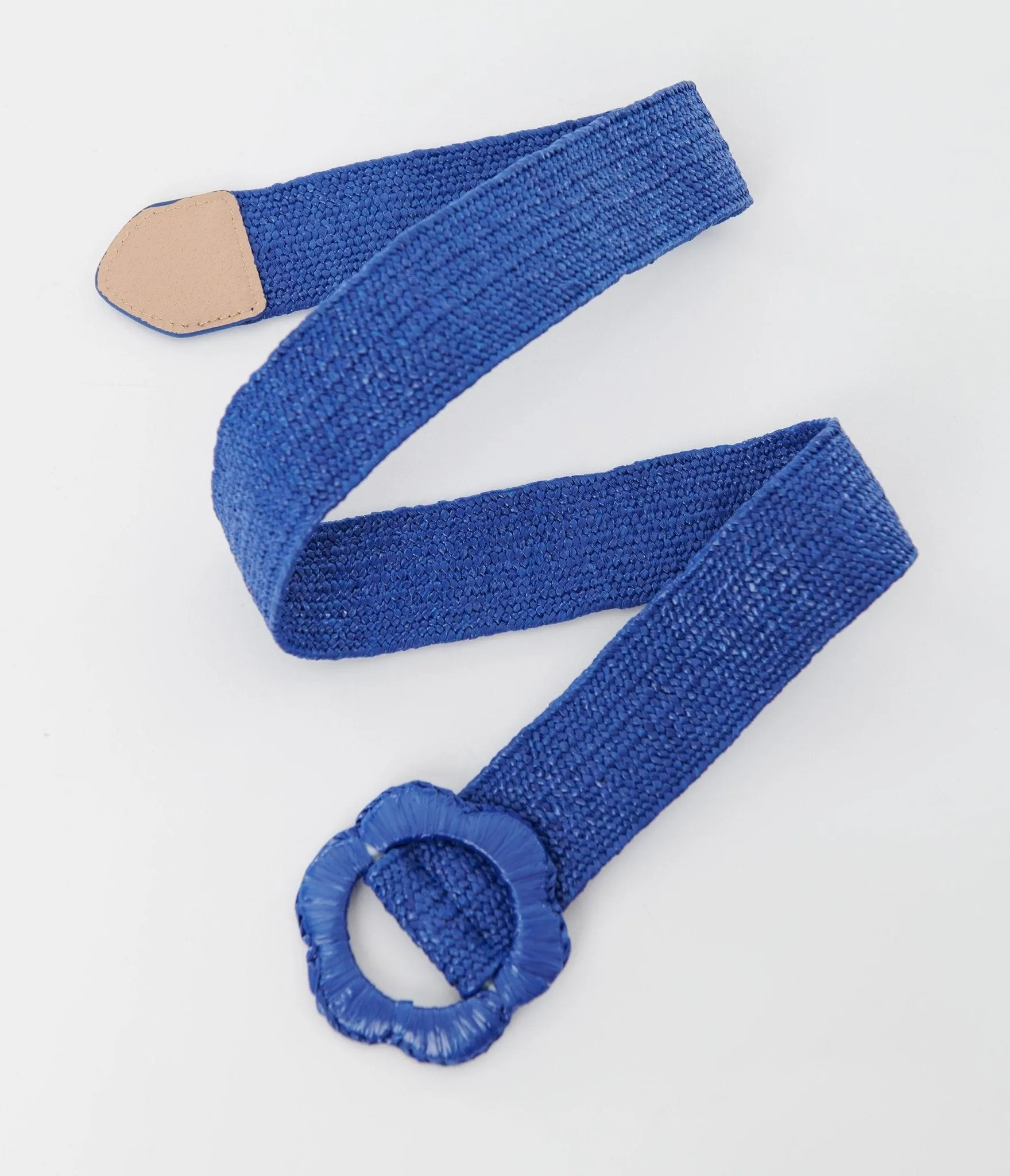 Blue Flower Buckle Woven Belt