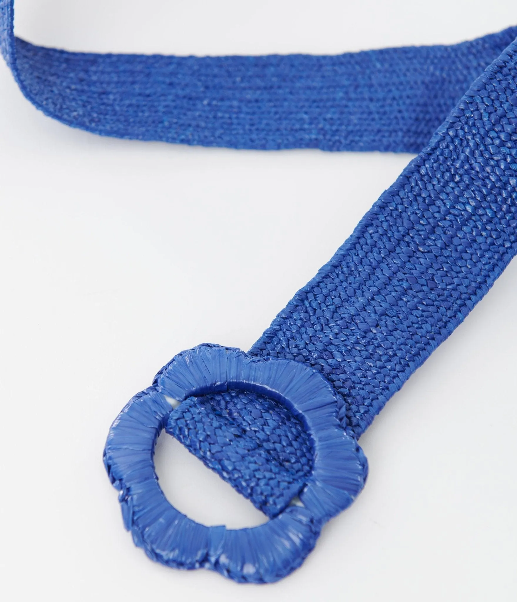 Blue Flower Buckle Woven Belt