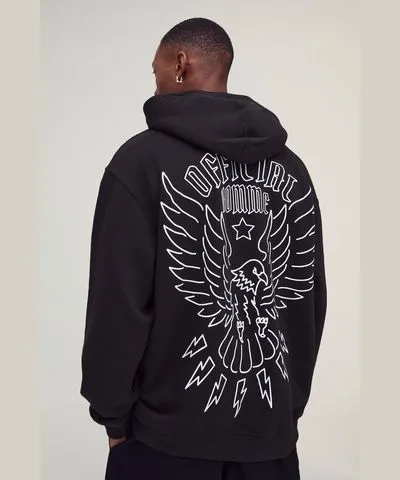 boohooMAN Mens Oversized Official Eagle Line Drawn Graphic Hoodie