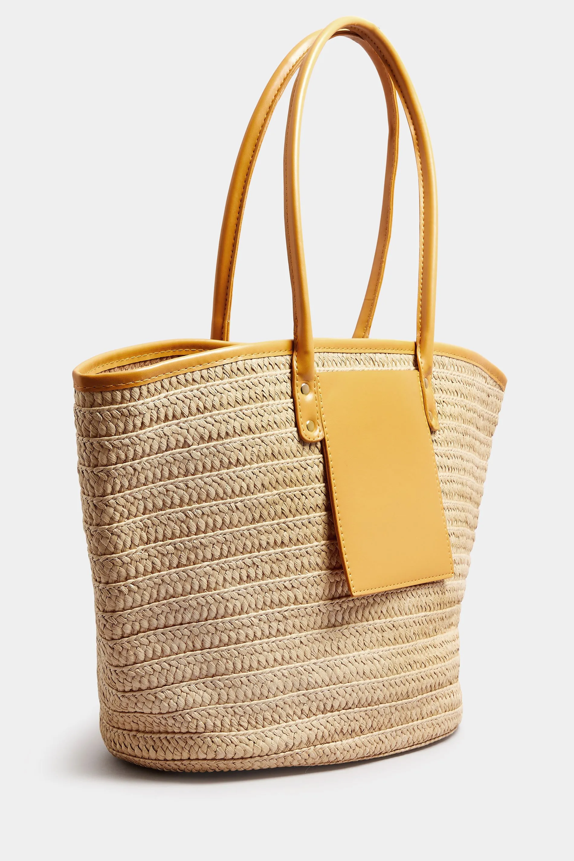 Brown & Yellow Straw Beach Bag