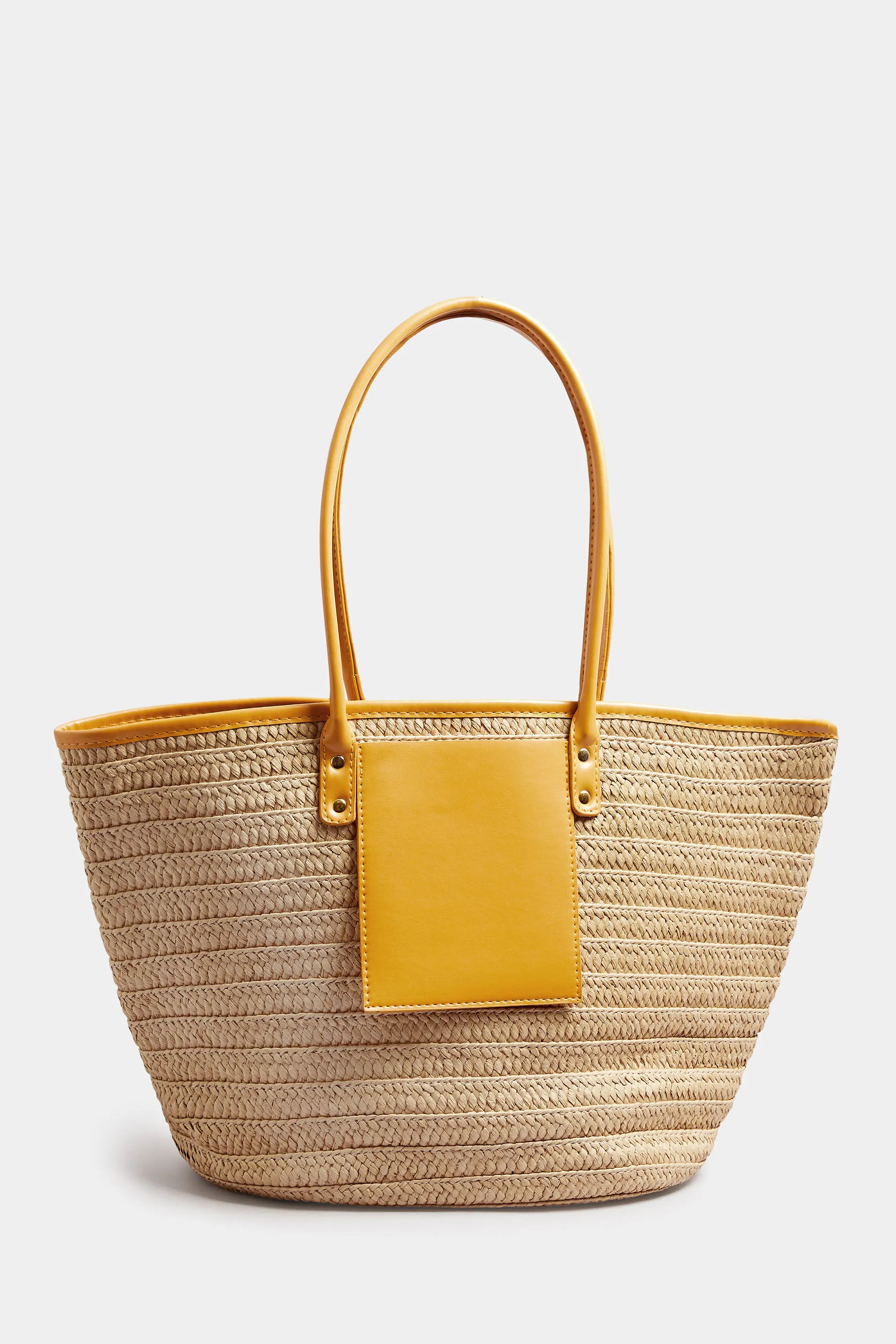 Brown & Yellow Straw Beach Bag