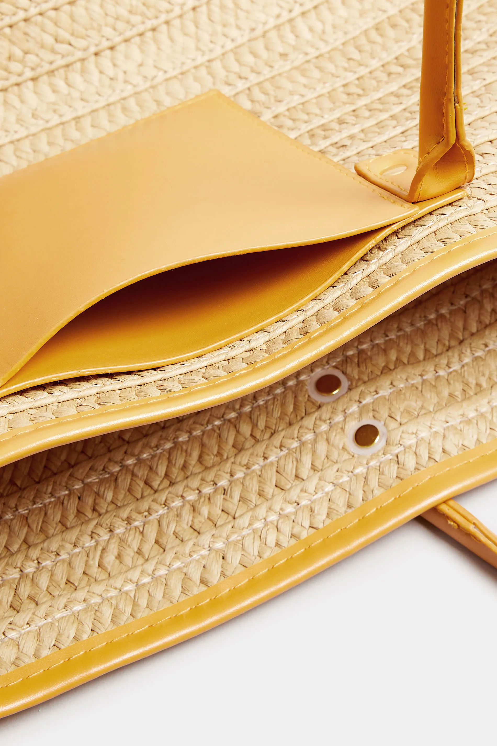 Brown & Yellow Straw Beach Bag