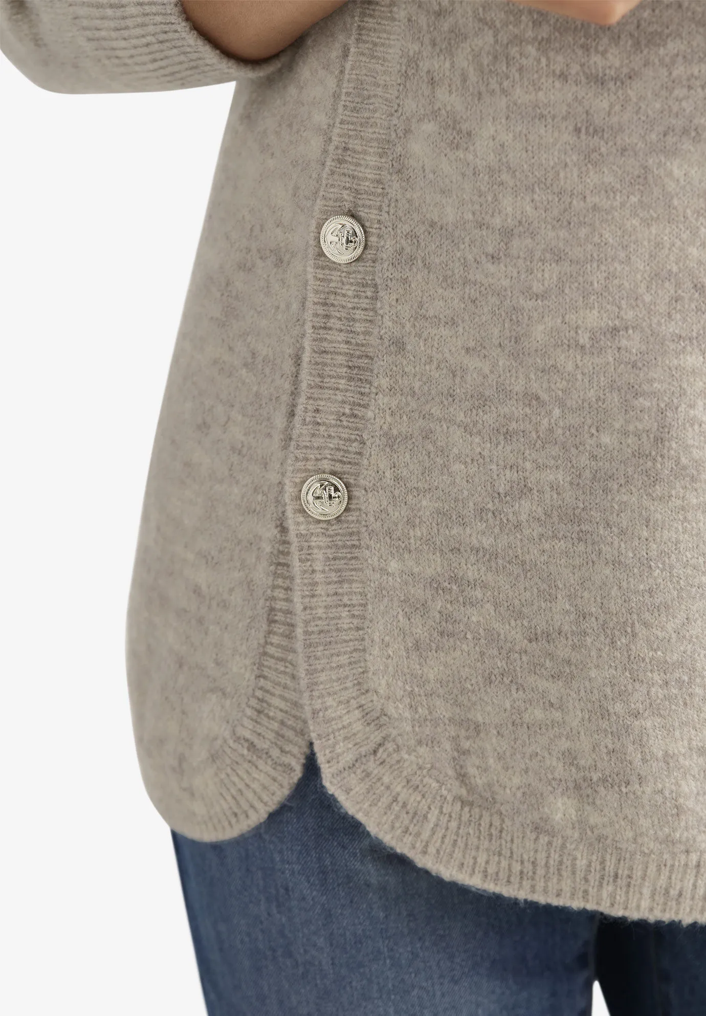 Button Trim Pullover Sweater