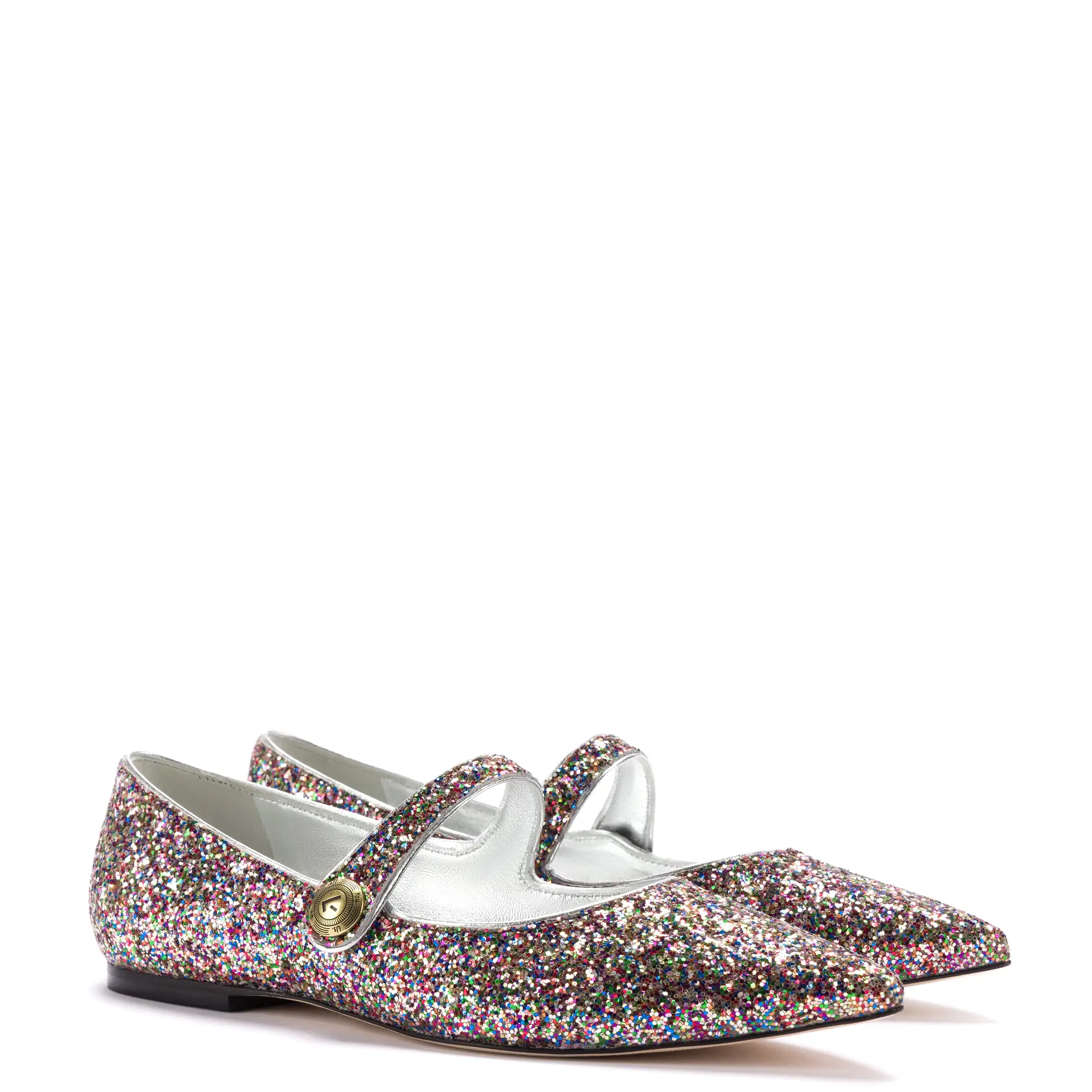 Caroline Flat In Multimetallic Glitter