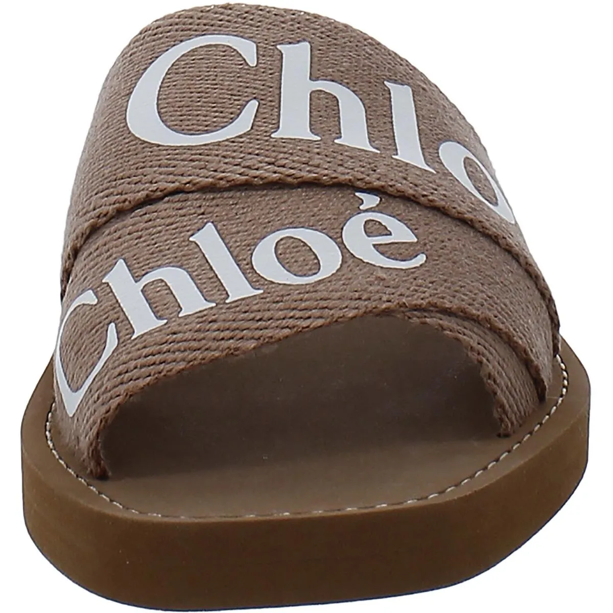 Chloe Womens Canvas Peep-Toe Slide Sandals