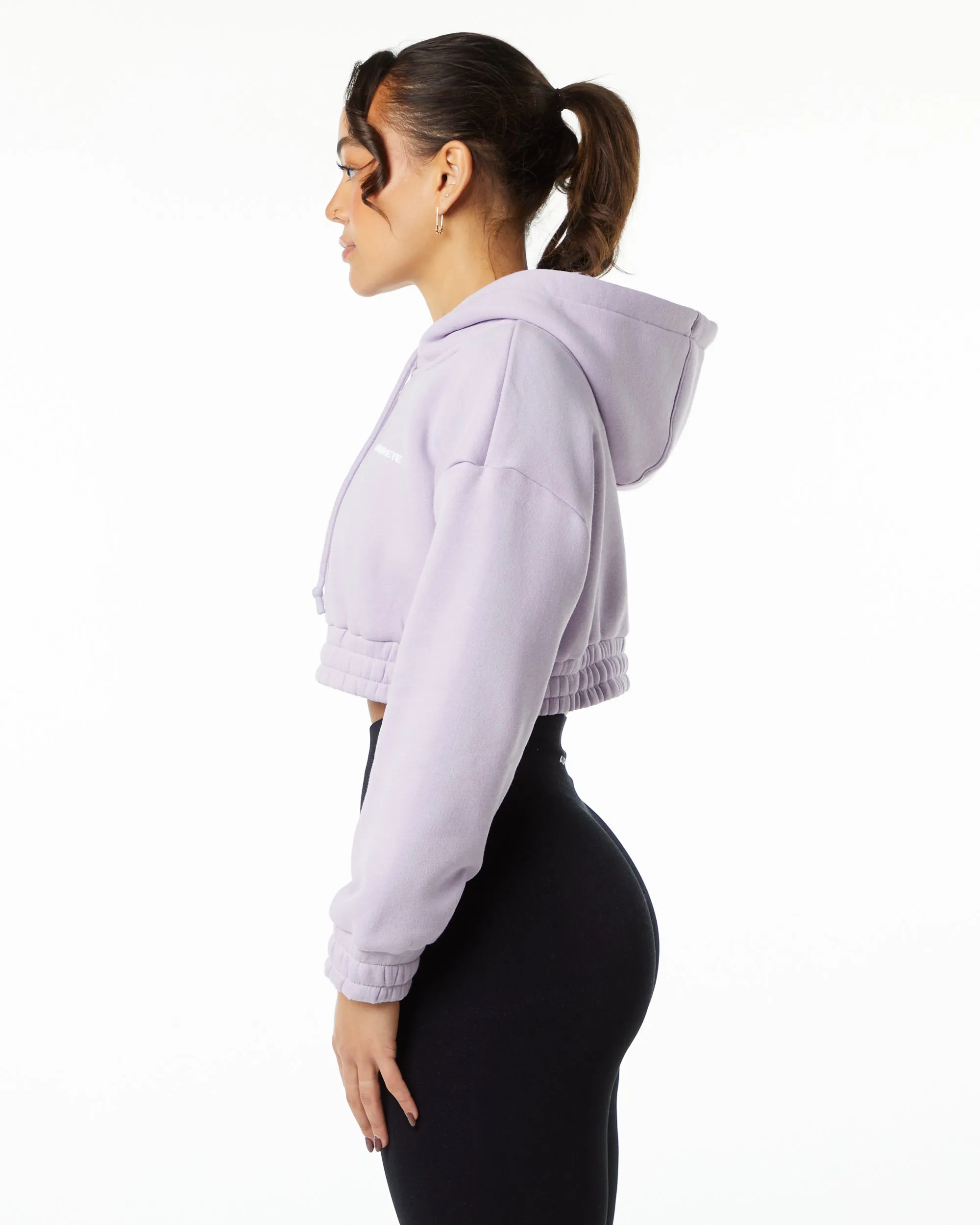 Classic Capital Crop Hoodie - Misty Lilac