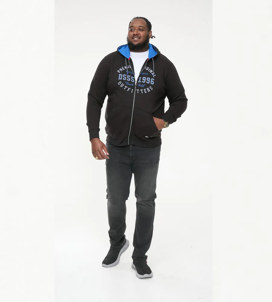 D555 Big Mens Hoodie With Full Zip and Chest Print (LINGARD)