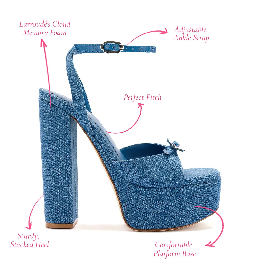 Daisy Platform In Blue Stoned Denim