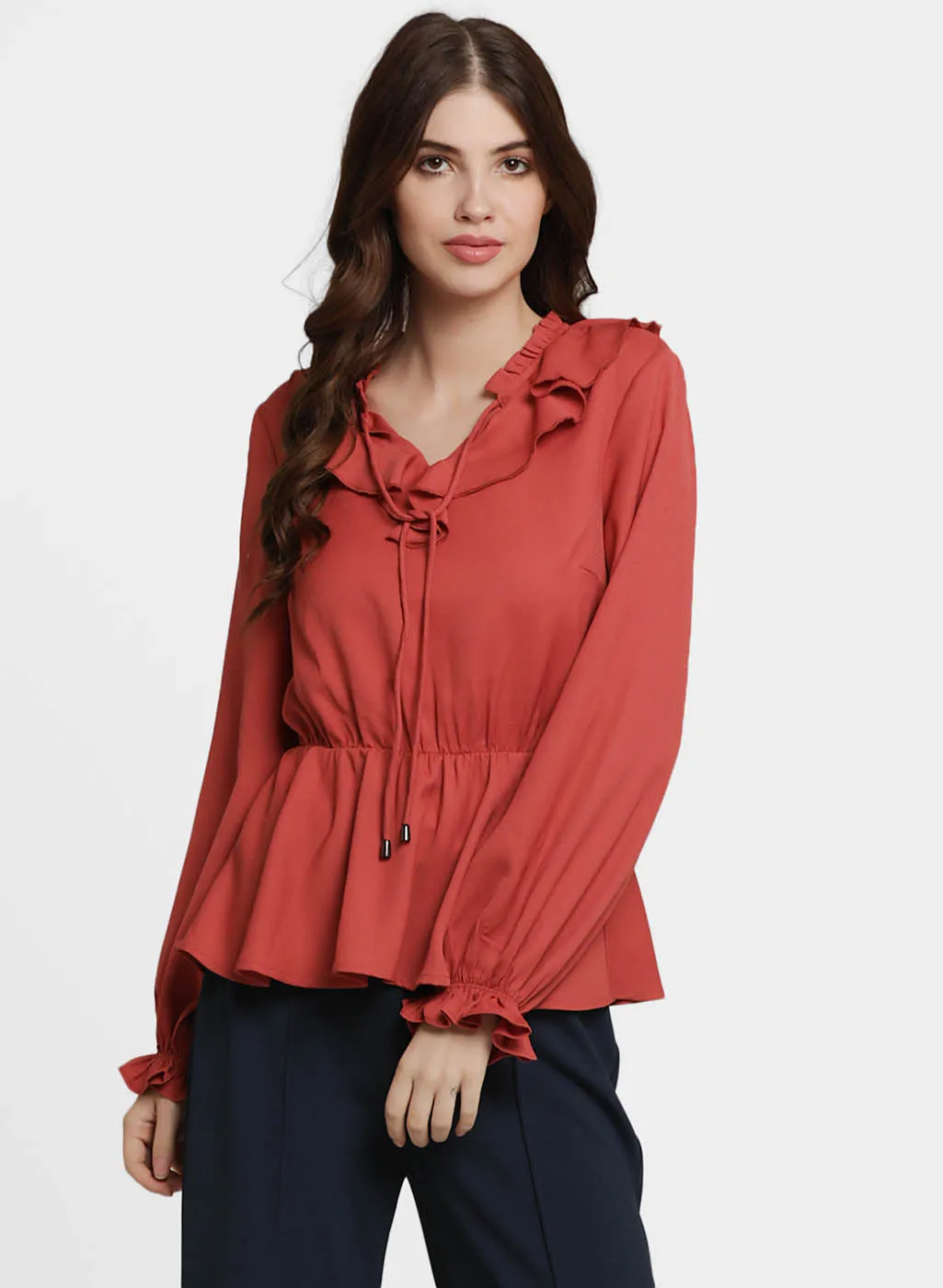 Denise Ruffle Peplum Top