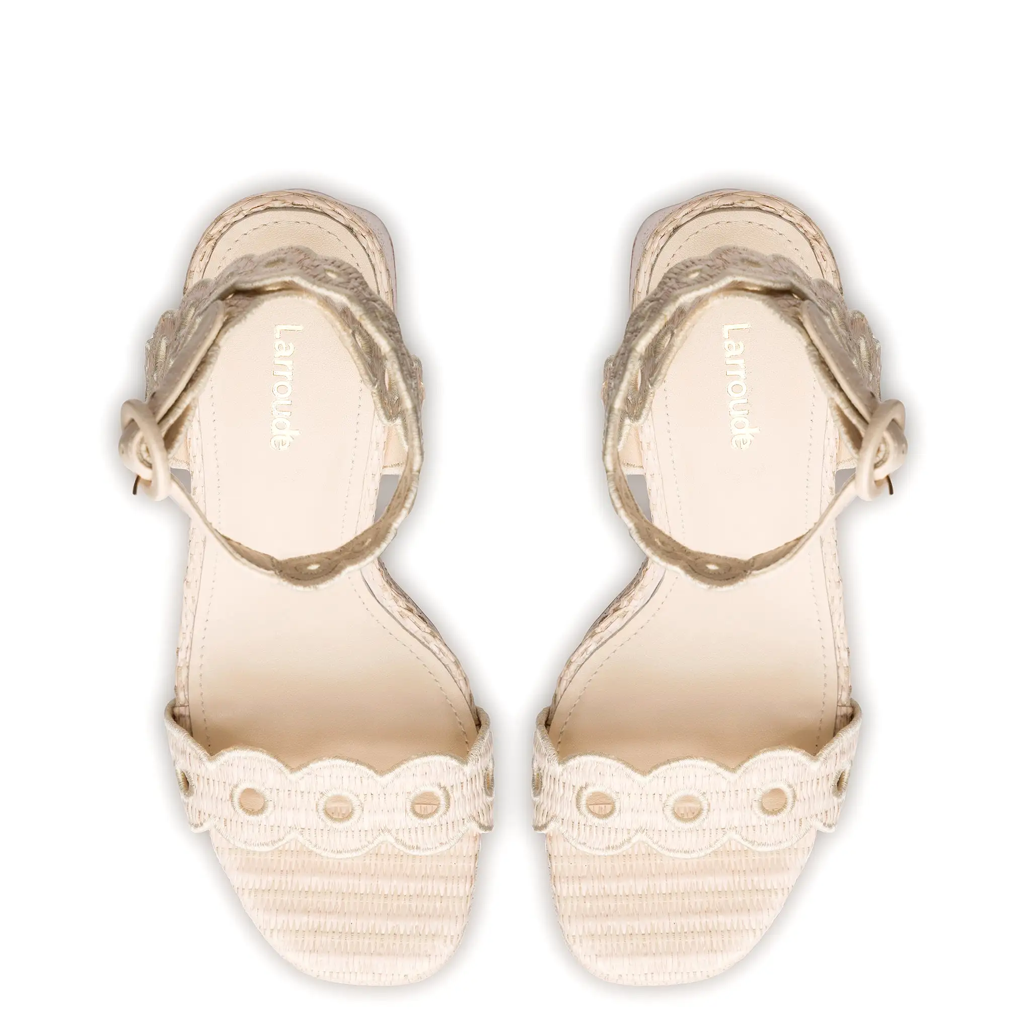 Dolly Broderie Sandal In Natural Raffia