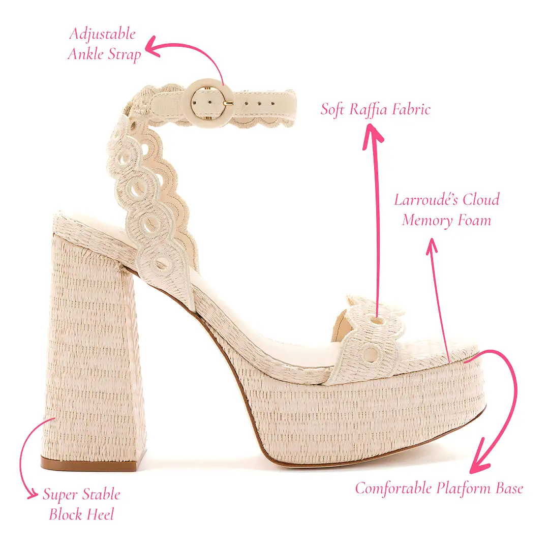 Dolly Broderie Sandal In Natural Raffia