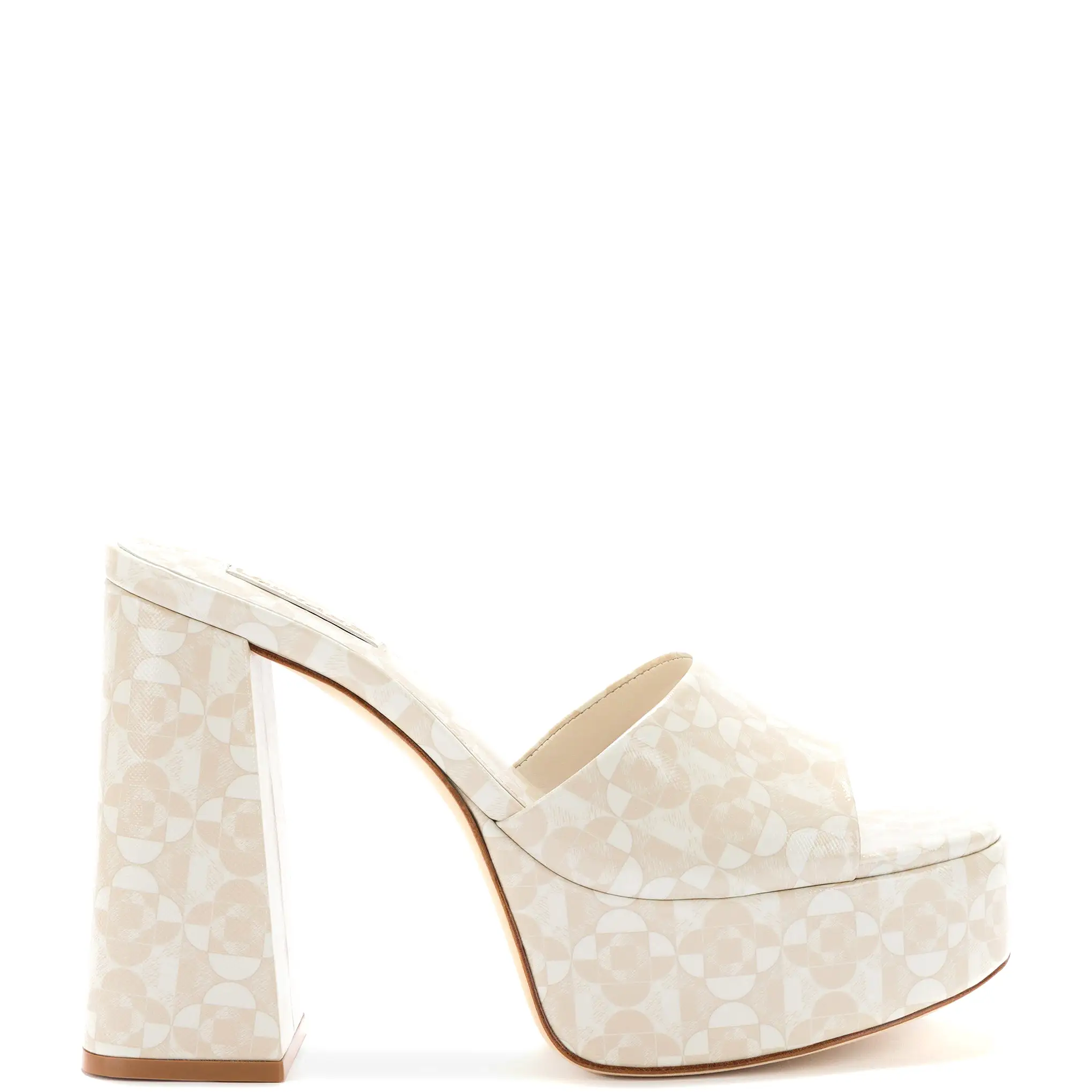 Dolly Mule In Dual Printed Beige Saffiano Leather