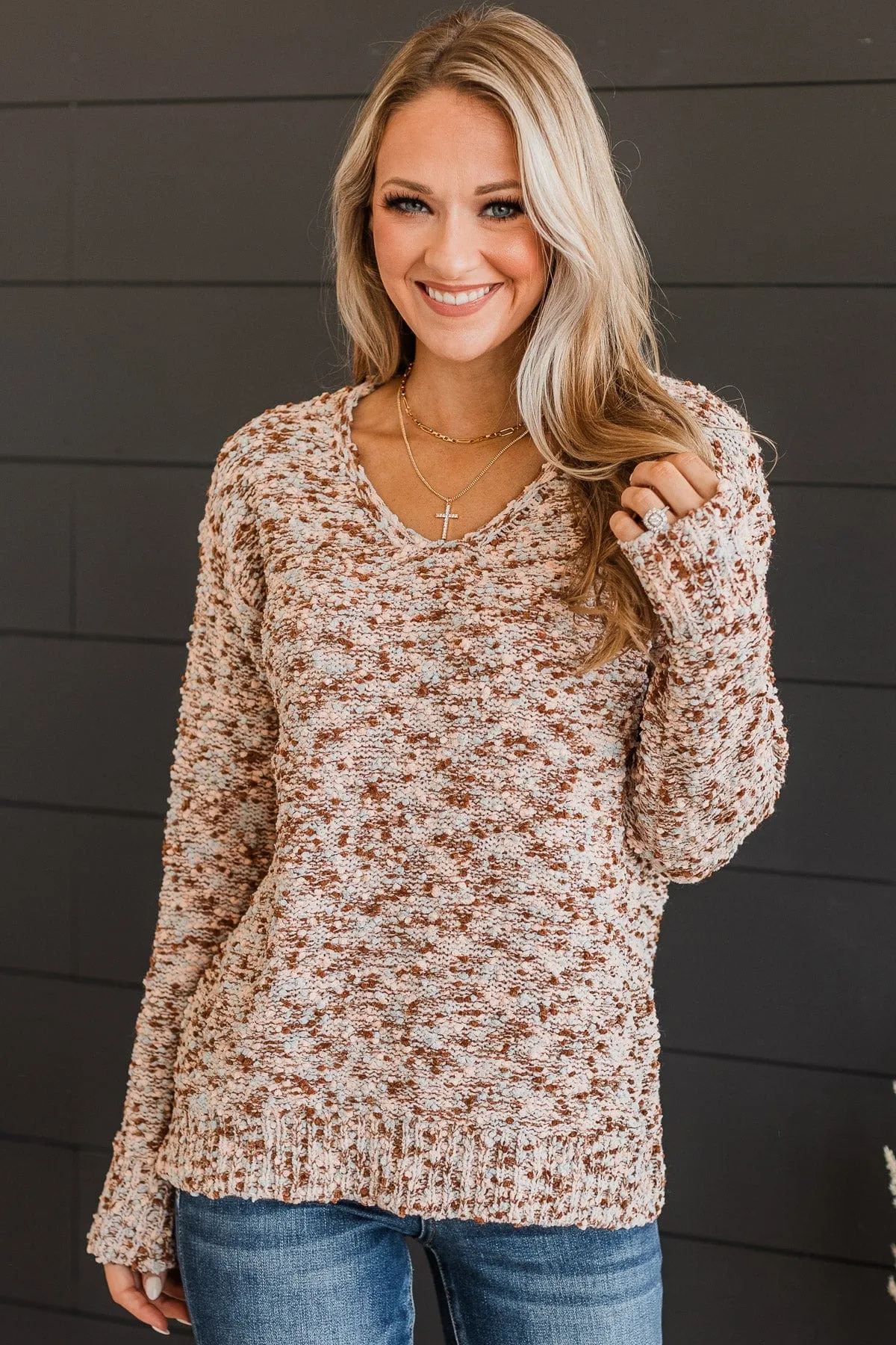 Dream All Day Popcorn Sweater- Mocha