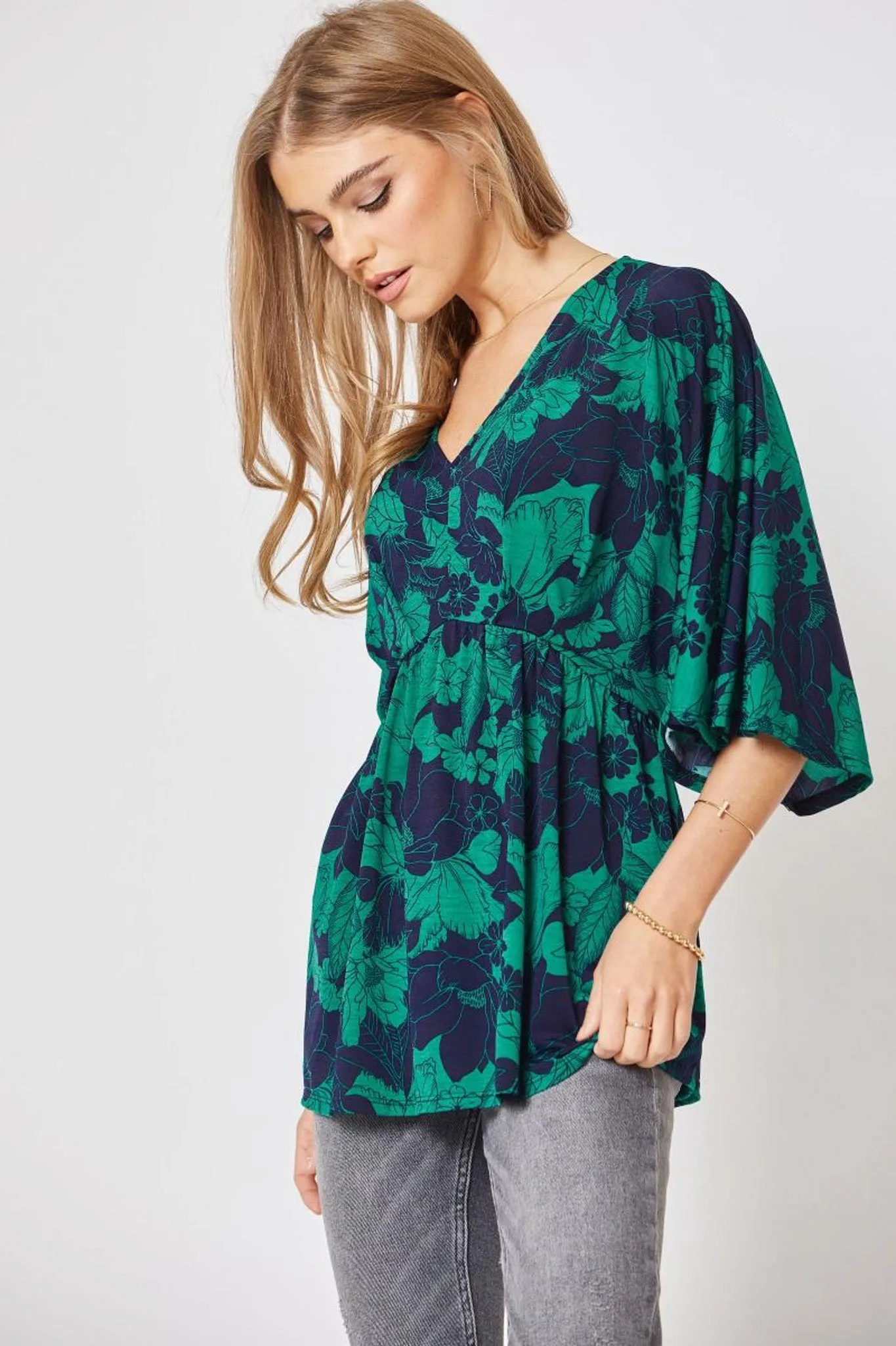 Dream On Peplum Top - Navy Teal