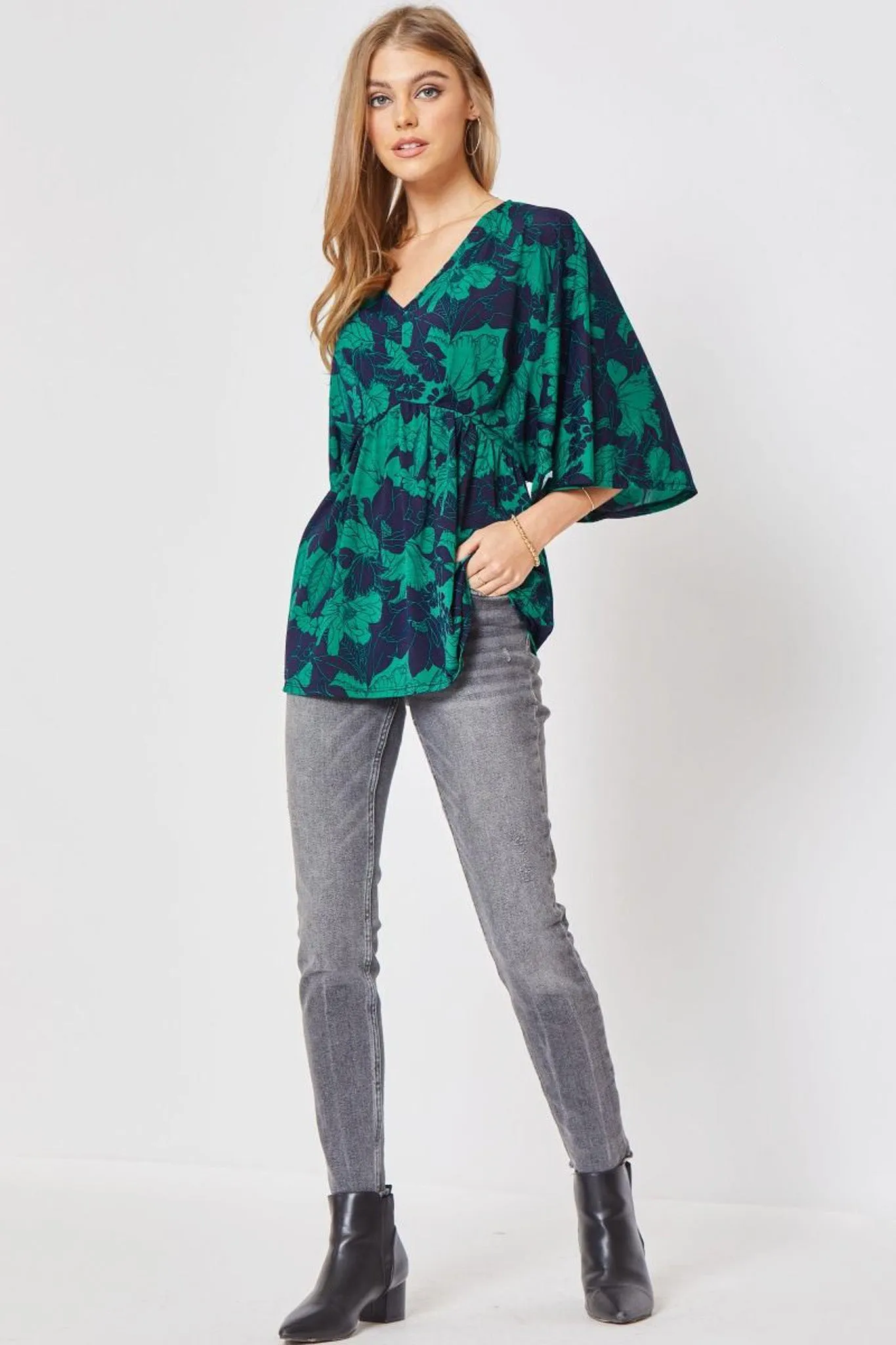 Dream On Peplum Top - Navy Teal