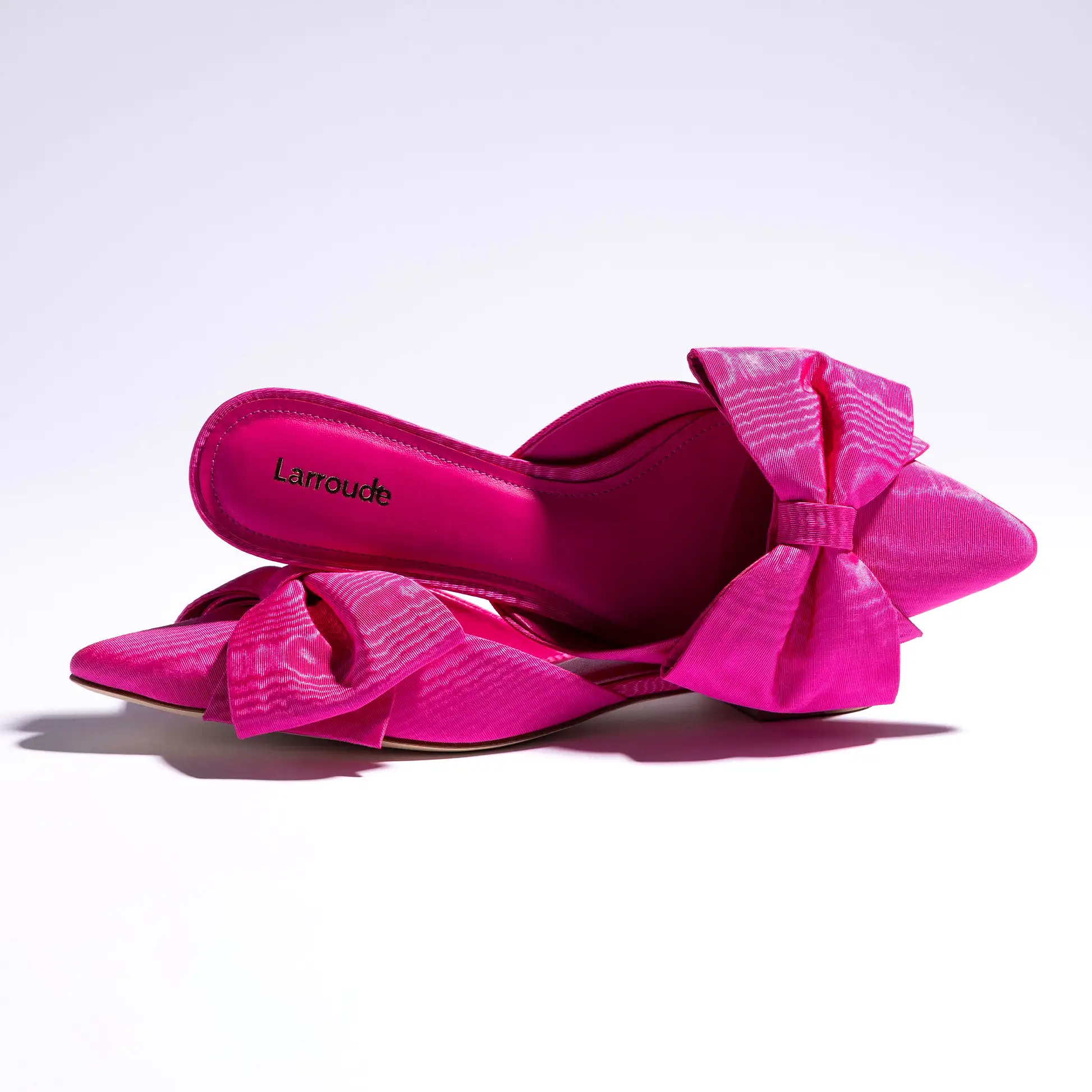 Elle Flat Mule In Magenta Fabric