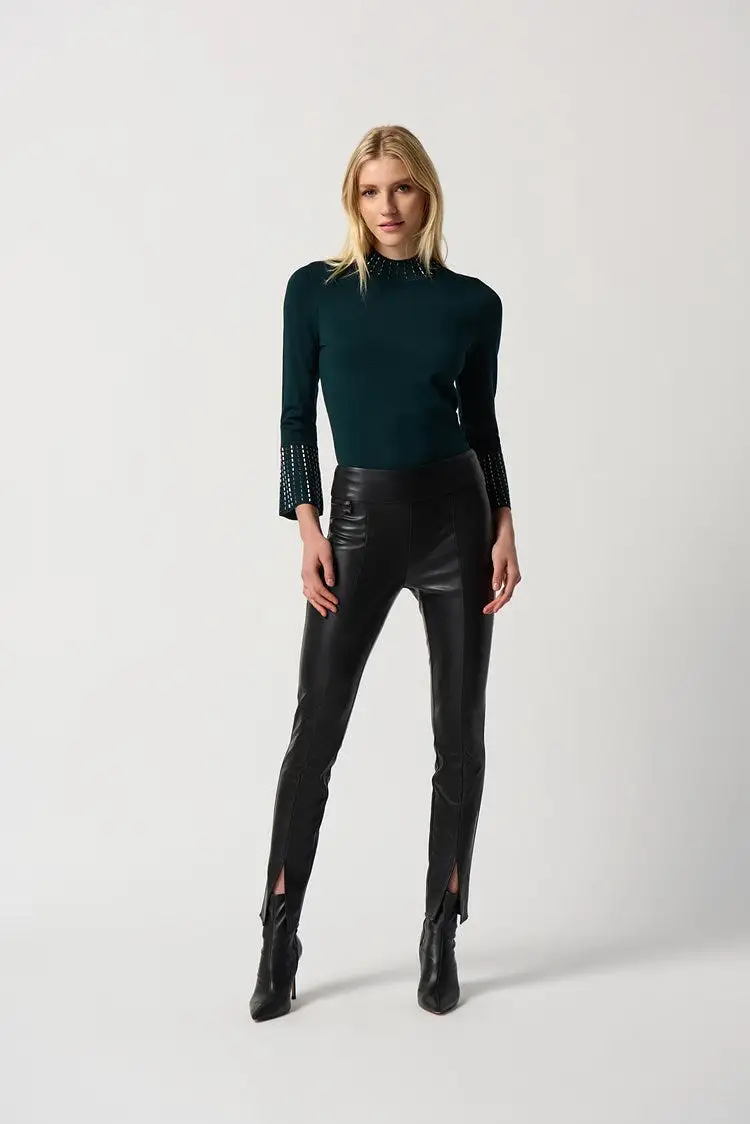 Embellished Sweater With Bell Sleeve and Mock Neck-Jospeh Ribkoff 234920