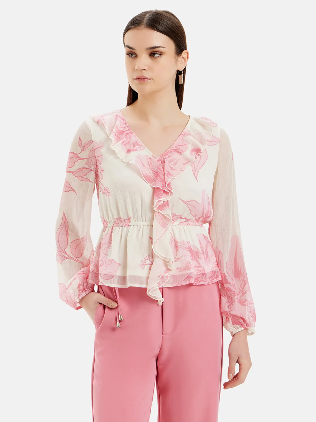 Flora Frill Peplum Top