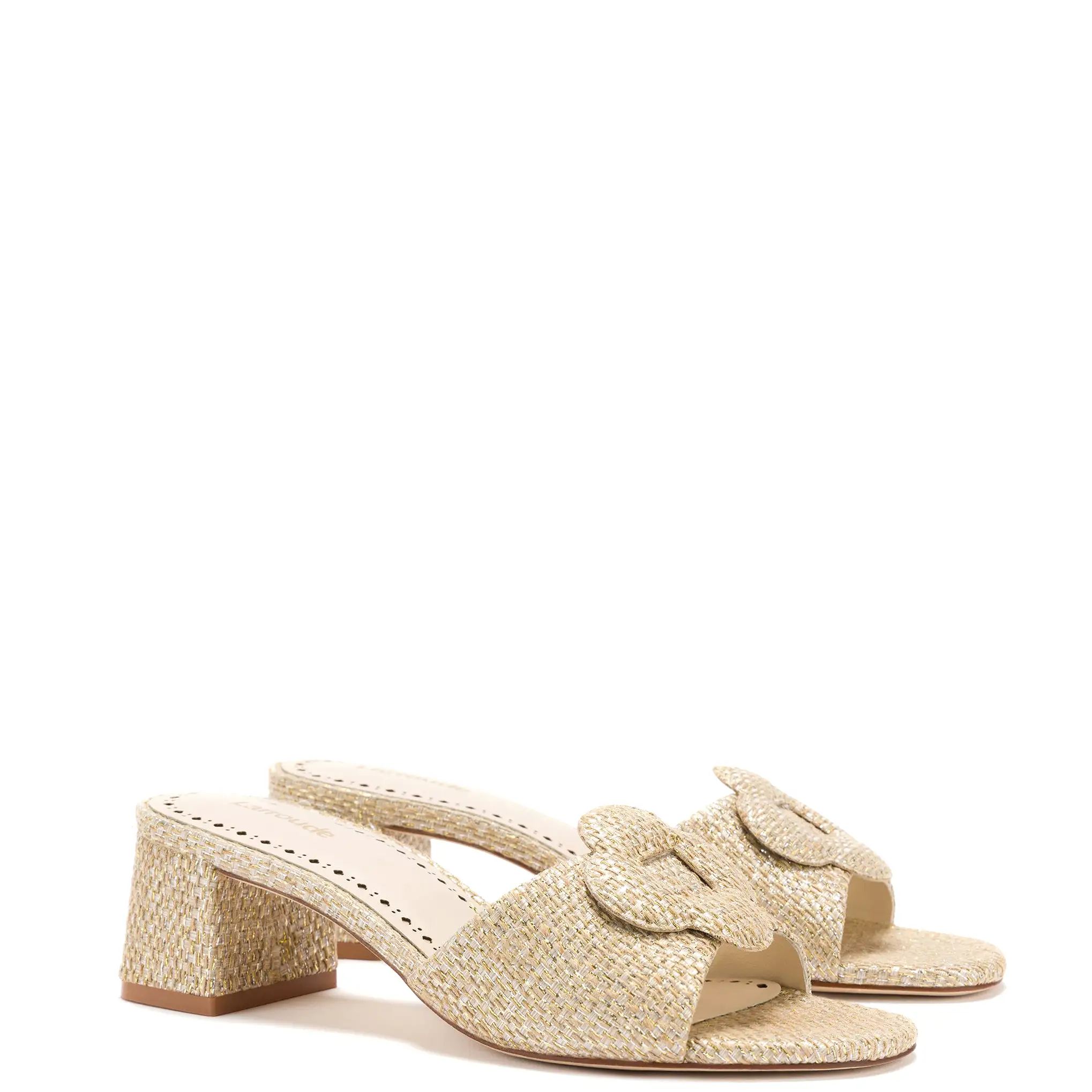 Flora Mule In Gold Metallic Raffia