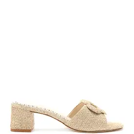 Flora Mule In Gold Metallic Raffia