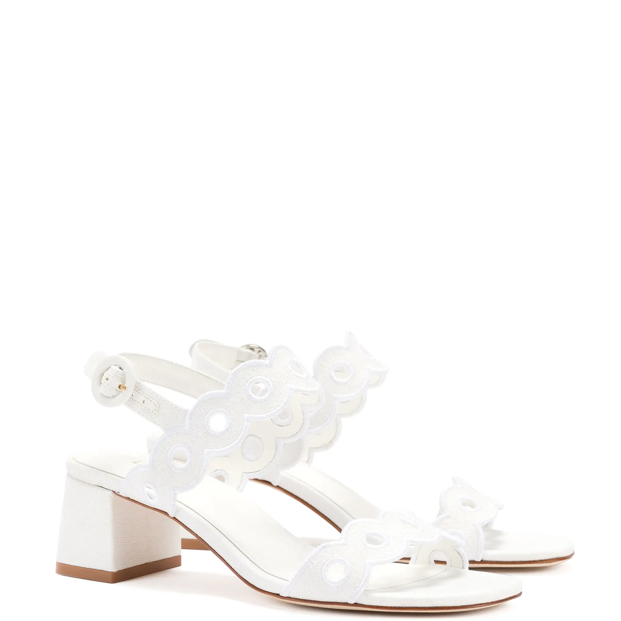 Florence Broderie Sandal In White Raffia