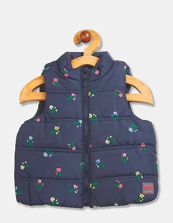 GAP Girls Navy Printed Gilet Jacket