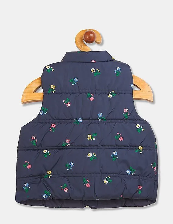 GAP Girls Navy Printed Gilet Jacket