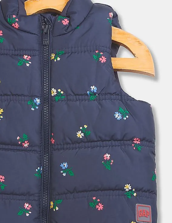 GAP Girls Navy Printed Gilet Jacket