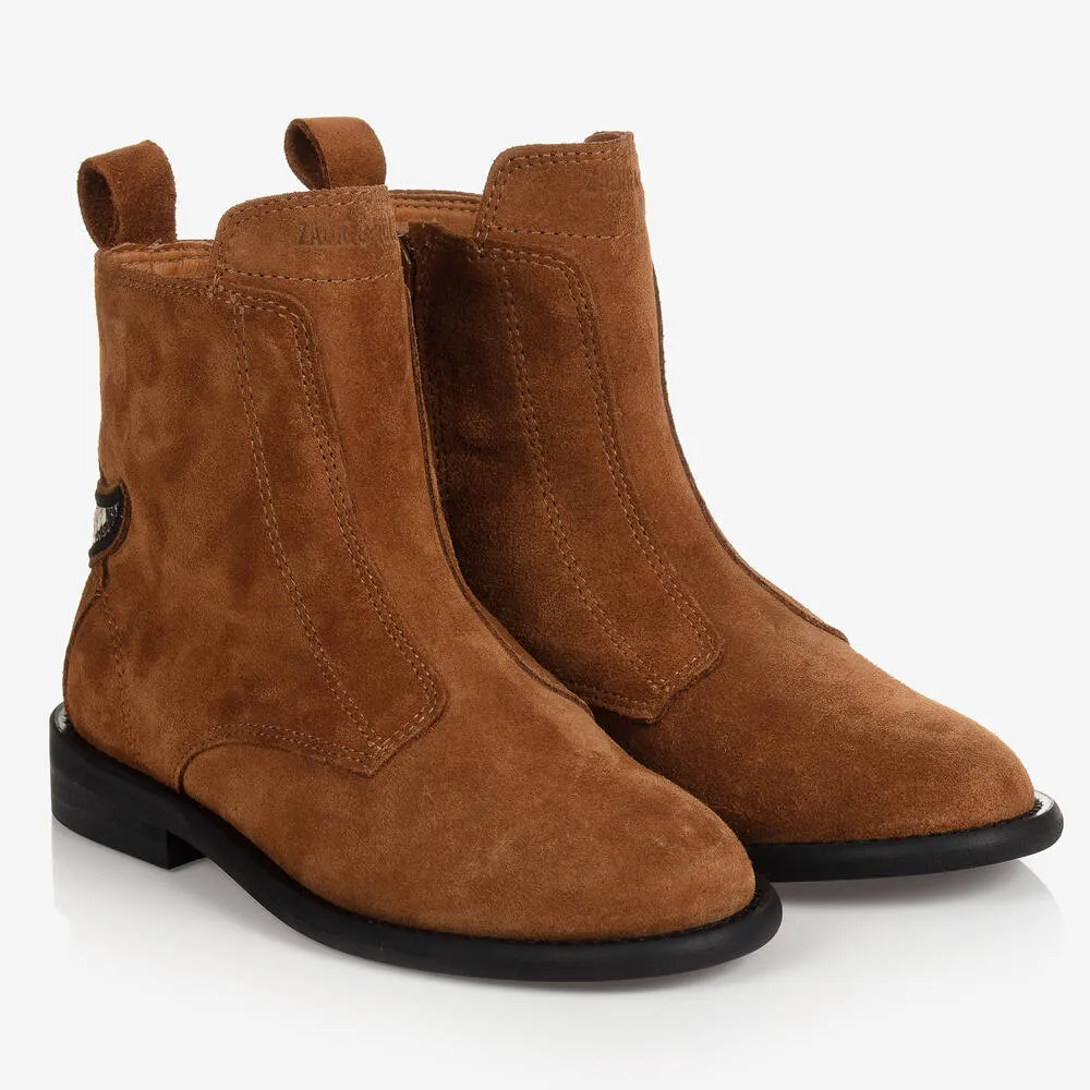 Girls Brown Suede Boots