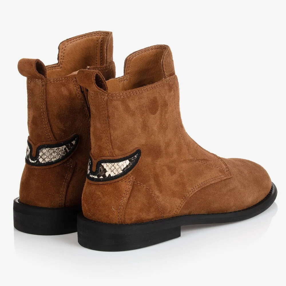 Girls Brown Suede Boots