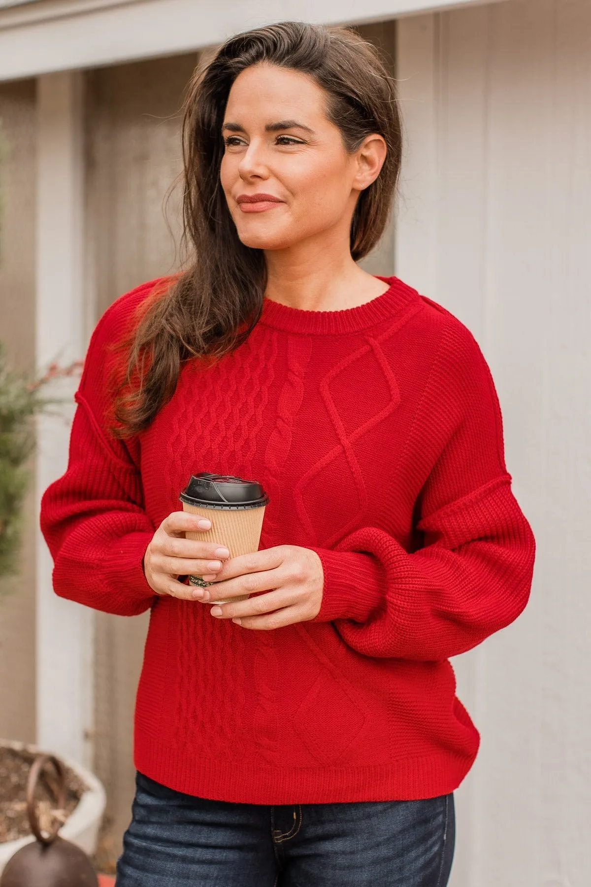 Good Things Await Knit Sweater- Red