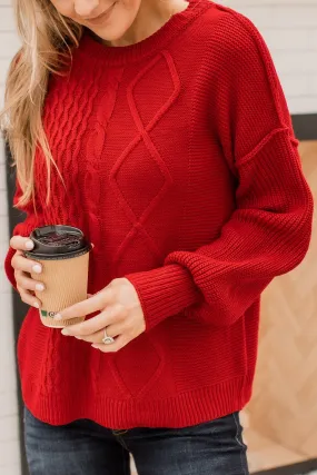 Good Things Await Knit Sweater- Red