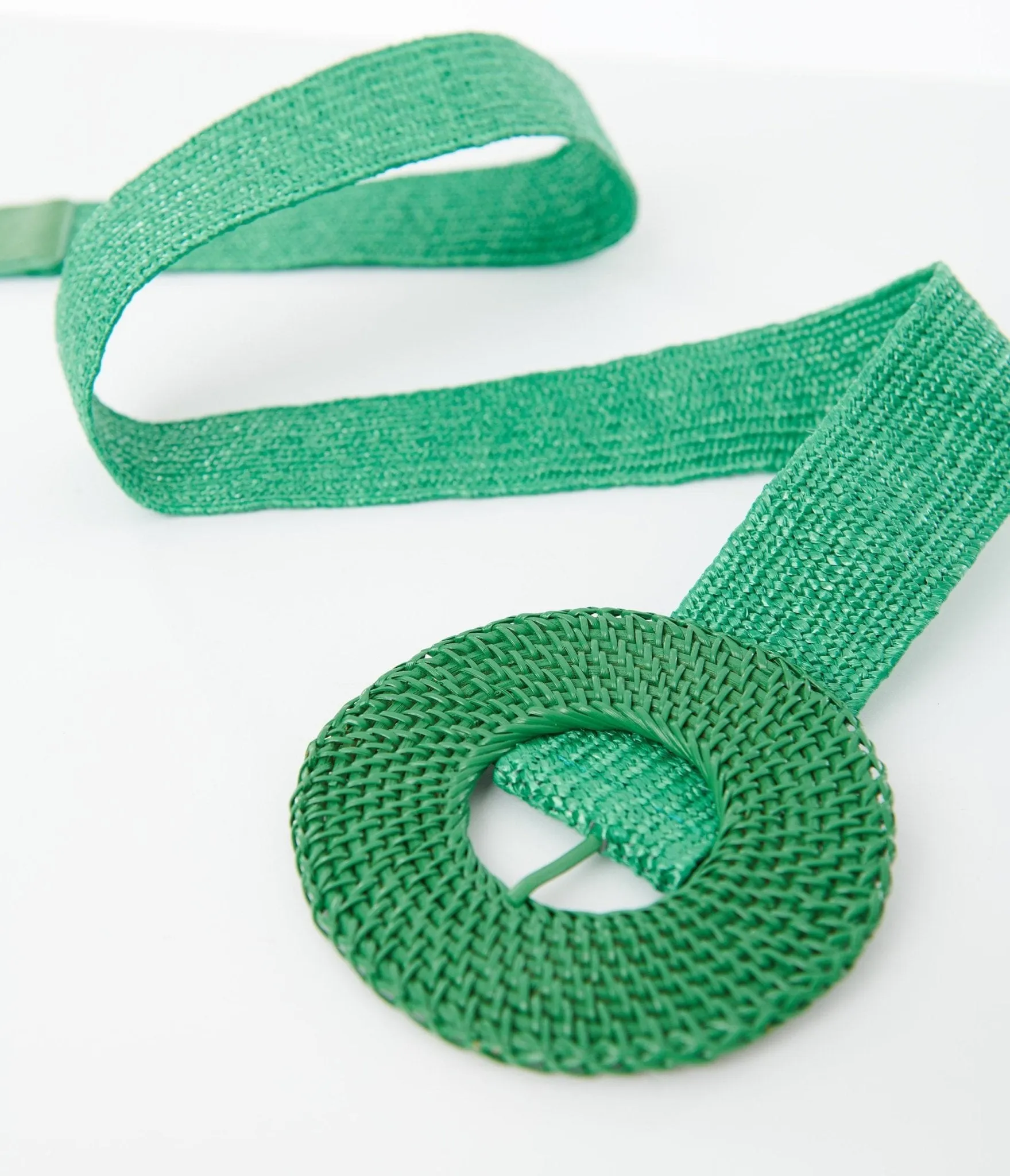 Green Circle Buckle Woven Belt