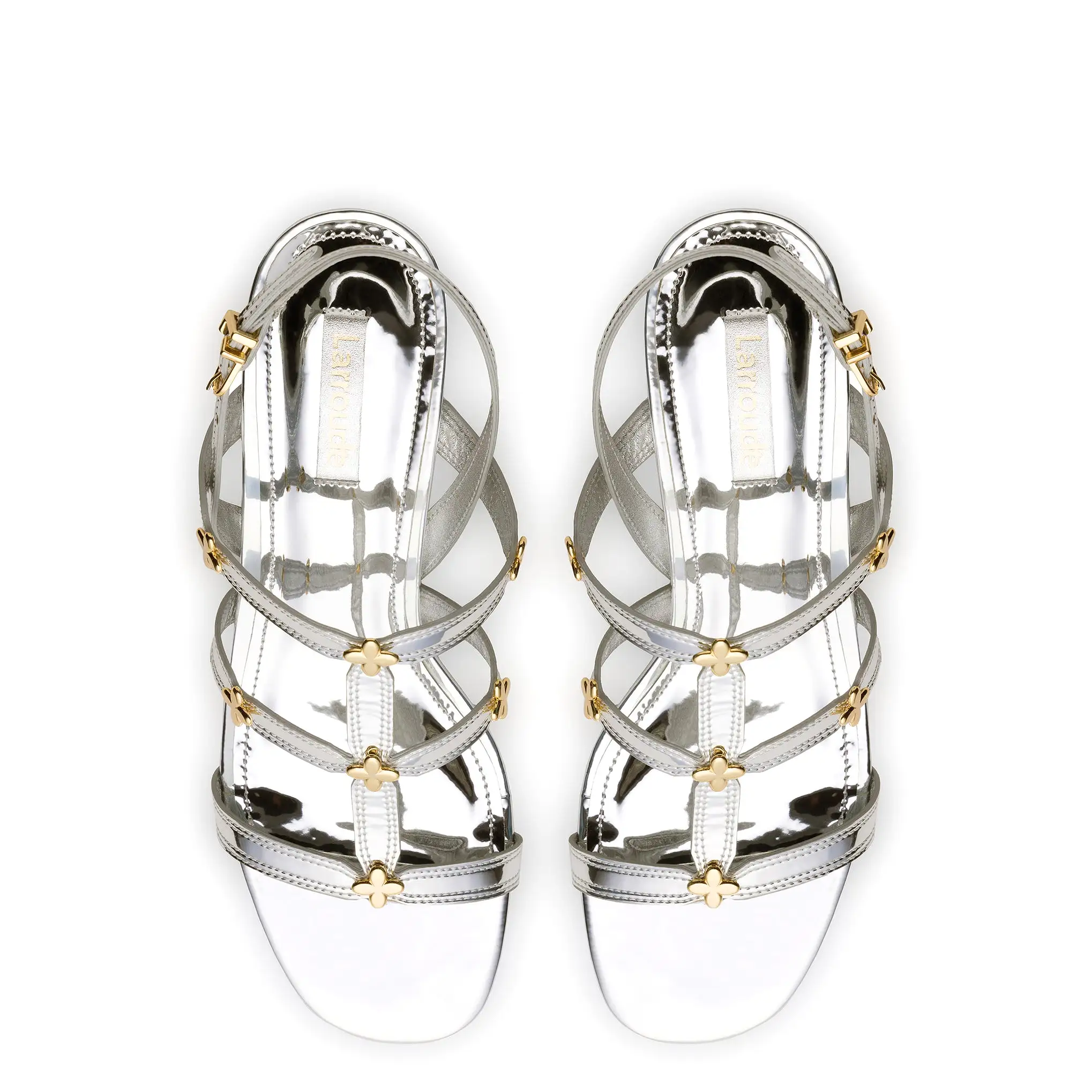 Harmony Block Sandal In Silver Specchio