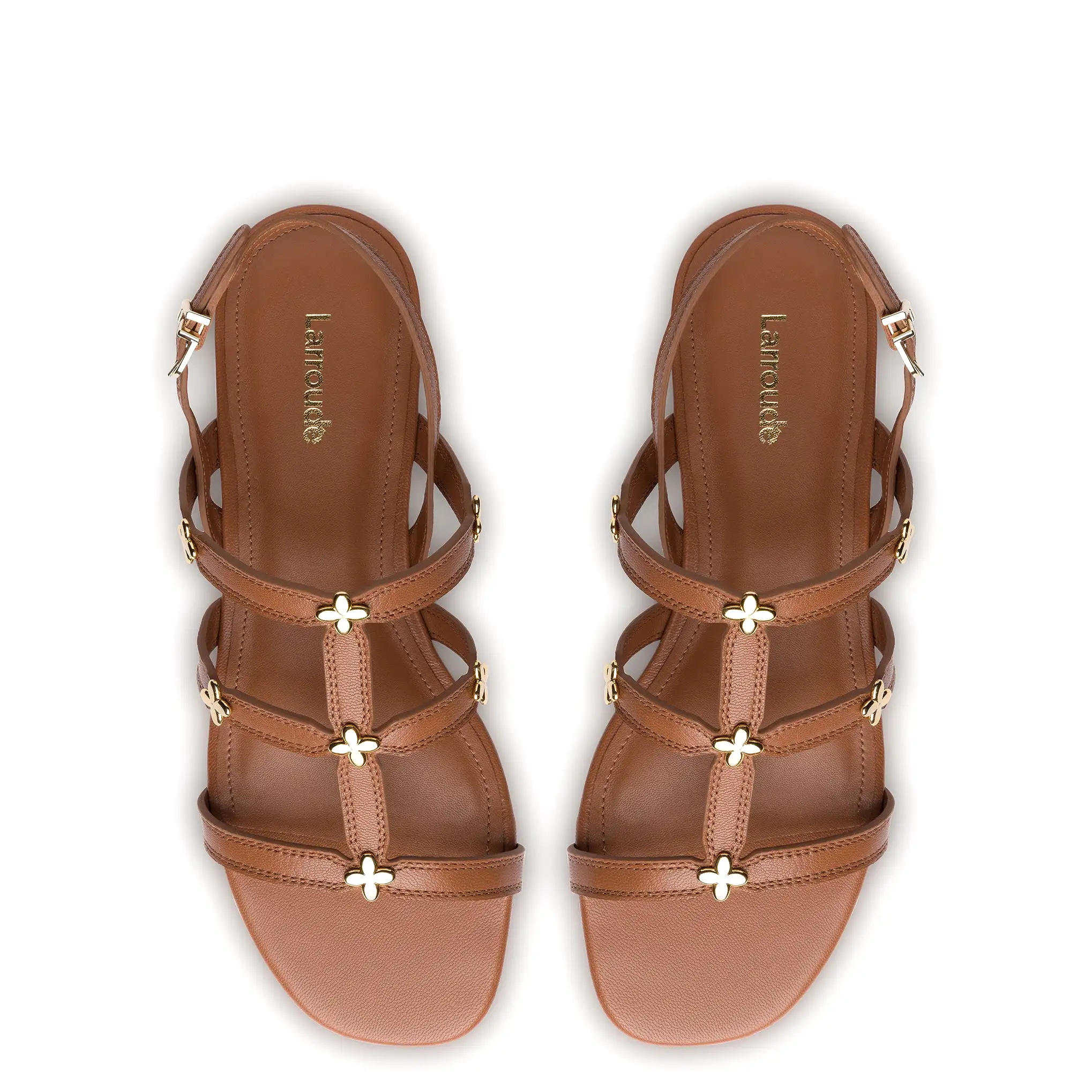 Harmony Flat Sandal In Caramel Leather