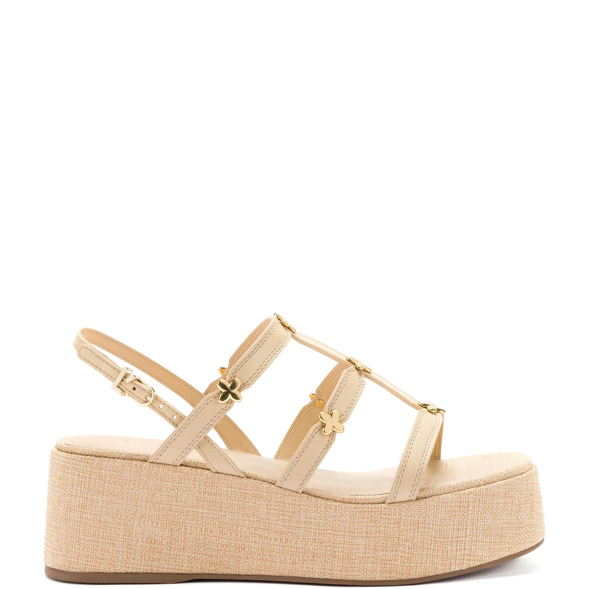 Harmony Flatform Sandal In Beige Raffia